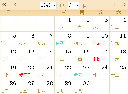 1948历表
