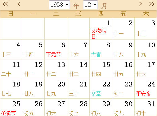 1938历表