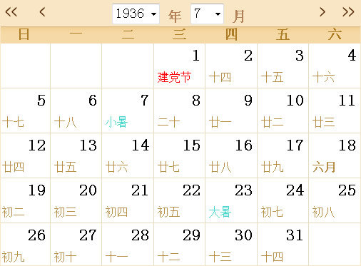 1936历表